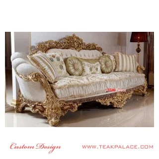 Sofa Mewah Ukir Jepara 3 Dimensi Warna Emas Baroque