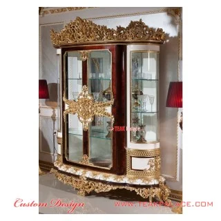 Meja Kursi Makan Ukiran Mewah Emas Armani | Ruang Makan Set Ukir