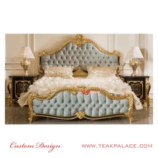 Tempat Tidur Mewah Ukir Jepara Emas Hitam Phantom | kamar Tidur Set