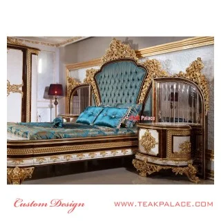 Tempat Tidur Ukiran Jepara Mewah Warna Emas Seri Baroque Tempat Tidur Ukiran Jepara Mewah Warna Emas Seri Baroque