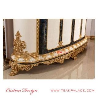 Tempat Tidur Mewah Ukiran warna Emas Seri Baroque Tempat Tidur Mewah Ukiran warna Emas Seri Baroque