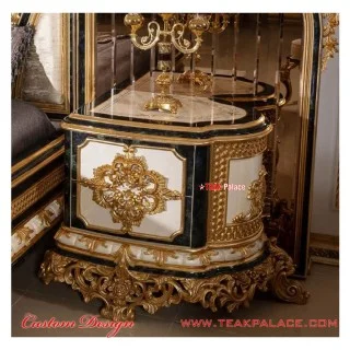 Tempat Tidur Mewah Ukiran warna Emas Seri Baroque Tempat Tidur Mewah Ukiran warna Emas Seri Baroque