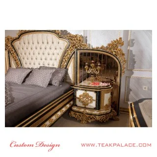 Tempat Tidur Mewah Ukiran warna Emas Seri Baroque Tempat Tidur Mewah Ukiran warna Emas Seri Baroque