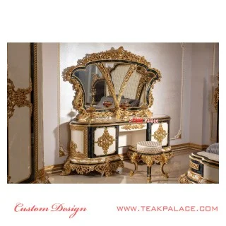 Tempat Tidur Mewah Ukiran warna Emas Seri Baroque Tempat Tidur Mewah Ukiran warna Emas Seri Baroque