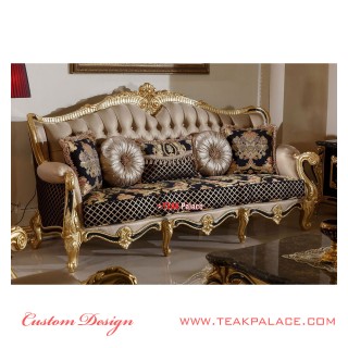 Kursi Tamu Ukiran Jepara Mewah Emas Hitam Seri Phantom