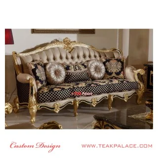 Kursi Tamu Ukiran Jepara Mewah Emas Hitam Seri Phantom