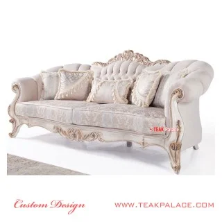 Sofa Ukir Mewah Duco Ivory Emas Silver