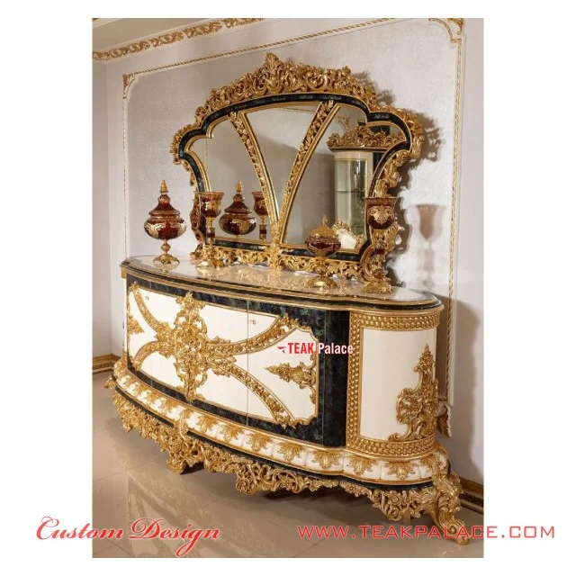 Kursi Meja Makan Ukiran Mewah Emas Armani | Ruang Makan Set Ukir