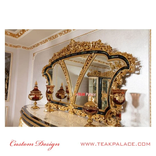 Kursi Meja Makan Ukiran Mewah Emas Armani | Ruang Makan Set Ukir