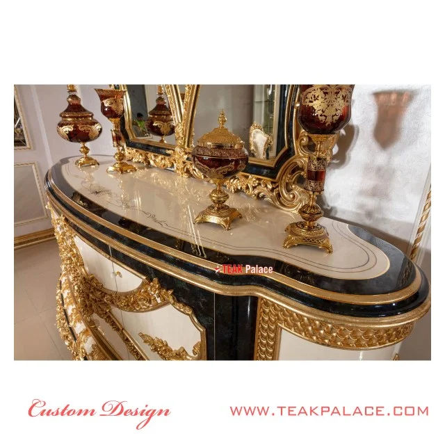 Kursi Meja Makan Ukiran Mewah Emas Armani | Ruang Makan Set Ukir