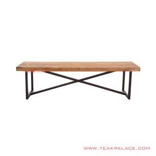 Bangku Jati Kaki Besi Minimalis Natural Eiland