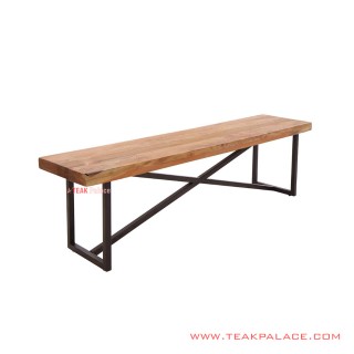 Bangku Jati Kaki Besi Minimalis Natural Eiland