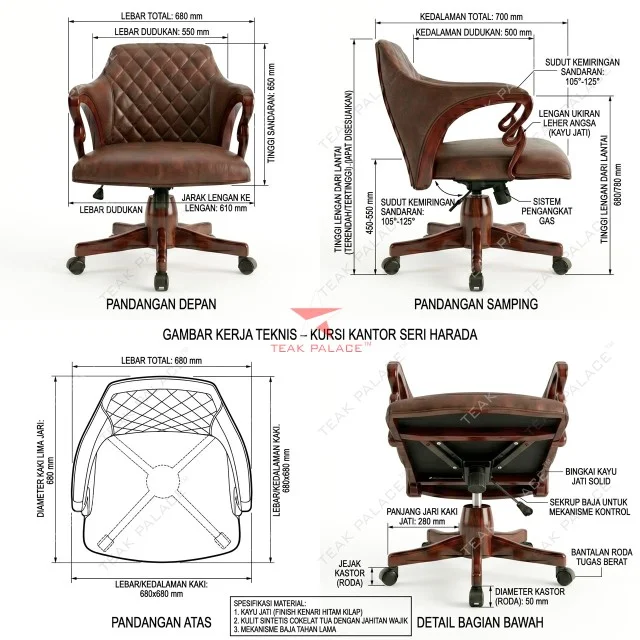 Kursi Direktur Mewah Minimalis Seri Harada – 100% Kayu Jati Solid Kursi Direktur Mewah Minimalis Seri Harada – 100% Kayu Jati Solid