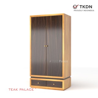 Lemari Pakaian Minimalis 2 Pintu Kayu Jati Kubik