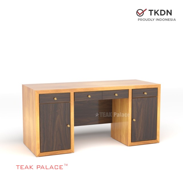 Meja Kantor Direktur Minimalis Modern Jati Kubik