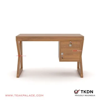 Meja Kantor 1/2 Biro Minimalis Modern Kayu Jati Seri Banda Meja Kantor 1/2 Biro Minimalis Modern Kayu Jati Seri Banda