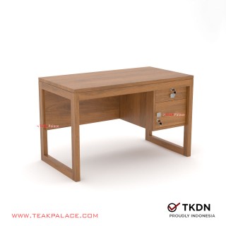 Meja Kantor 1/2 Biro Minimalis Modern Kayu Jati Seri Omoda