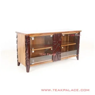 Meja TV Ukir Modern Kayu Jati Seri Palembang