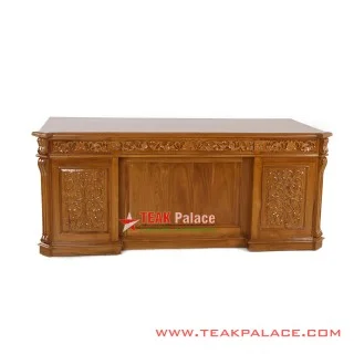 Meja Kerja Direktur Ukir Golden Teak Seri Palembang