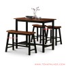 Set Meja Bar Kayu Jati Minimalis 3 Bangku Seri Stool
