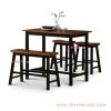 Set Meja Bar Kayu Jati Minimalis 3 Bangku Seri Stool