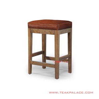 Stool Bar Cafe Minimalis Kayu Jati White Wash Rustic Oscar Brown