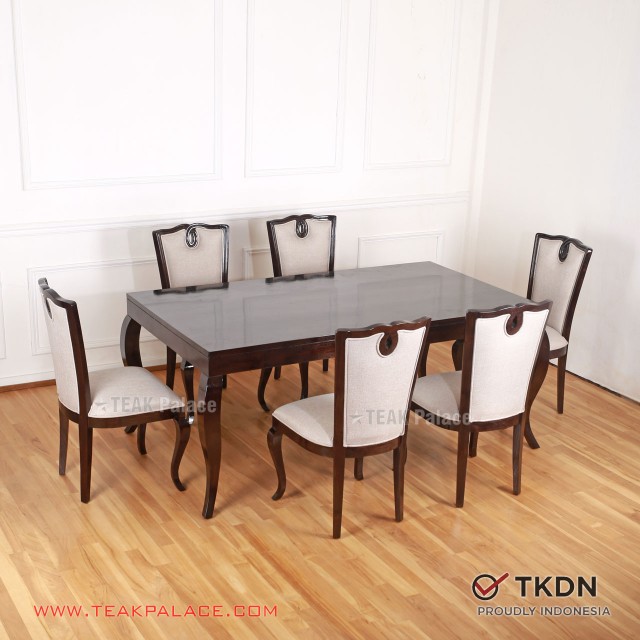 Luxury Dining Table and Chair Set for 6 People Minimalist Teak Emporio Series TKDN luxury dining table and chair set for 6 people minimalist teak emporio series tkdn 62