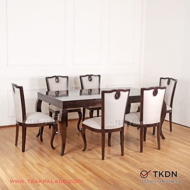 Luxury Dining Table and Chair Set for 6 People Minimalist Teak Emporio Series TKDN luxury dining table and chair set for 6 people minimalist teak emporio series tkdn 63
