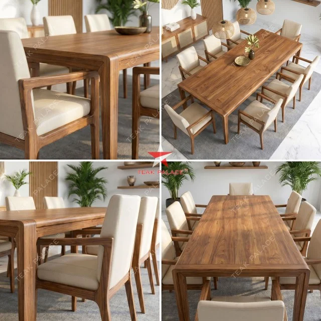 Set Meja Makan Mewah Seri Graha - Kayu Jati Solid (8 Kursi)