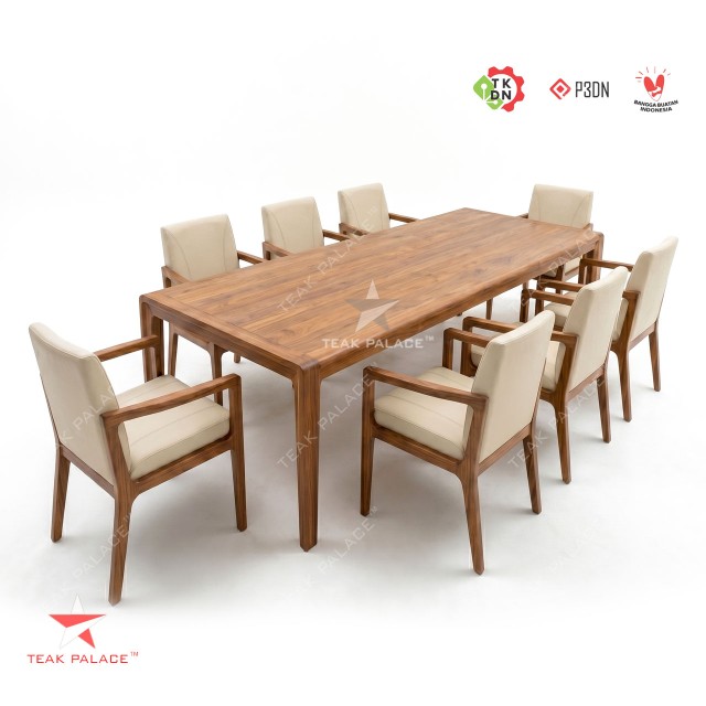 Set Meja Makan Mewah Seri Graha - Kayu Jati Solid (8 Kursi)
