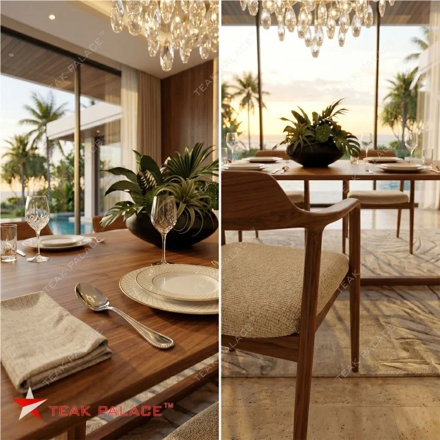 Set Meja Makan 4 Kursi Hiroshima Kayu Jati Premium – Elegansi Modern untuk Ruang Makan Anda