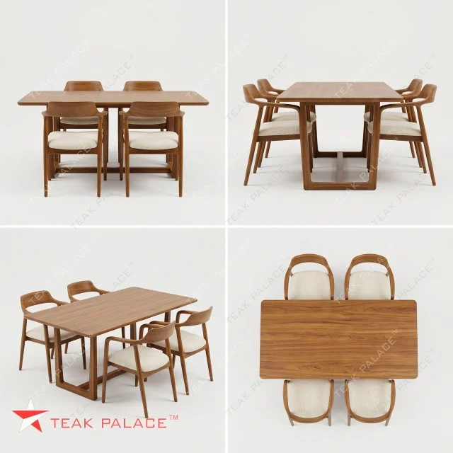 Set Meja Makan 4 Kursi Hiroshima Kayu Jati Premium – Elegansi Modern untuk Ruang Makan Anda