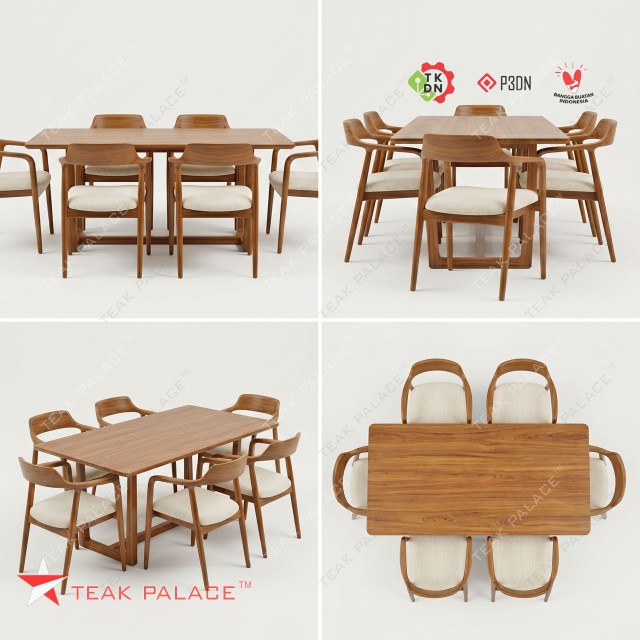 Meja Makan 6 Kursi Hiroshima Kayu Jati Minimalis Modern Meja Makan 6 Kursi Hiroshima Kayu Jati Minimalis Modern