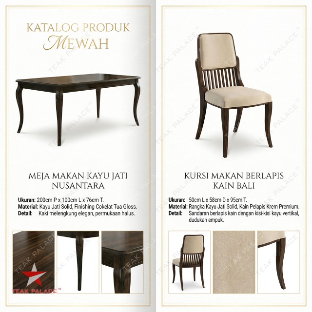 Modern 6-Seater Teak Wood Dining Table Jimbaran Series - Luxurious & Elegant Modern 6-Seater Teak Wood Dining Table Jimbaran Series - Luxurious & Elegant