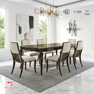 Meja Makan Minimalis 6 Kursi Kayu Jati Seri Jimbaran - Mewah & Elegan