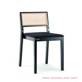 Kursi Makan Jati Hitam Rotan Anyaman Natural Seri Canya