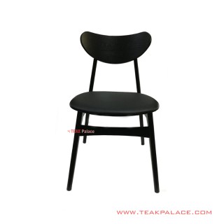 Melia Minimalist Black Teak Wood Dining Chair
