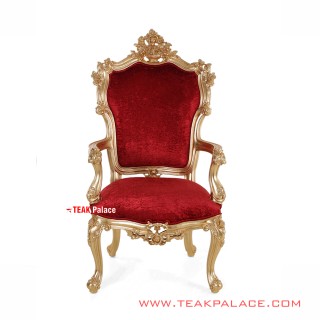 Kursi Makan Shinta Jati Ukir Emas Jok Merah