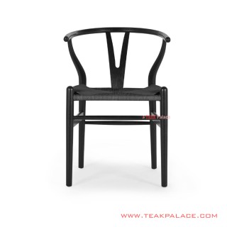 Kursi Makan Seri Callum Kayu Jati Rotan Anyaman Hitam