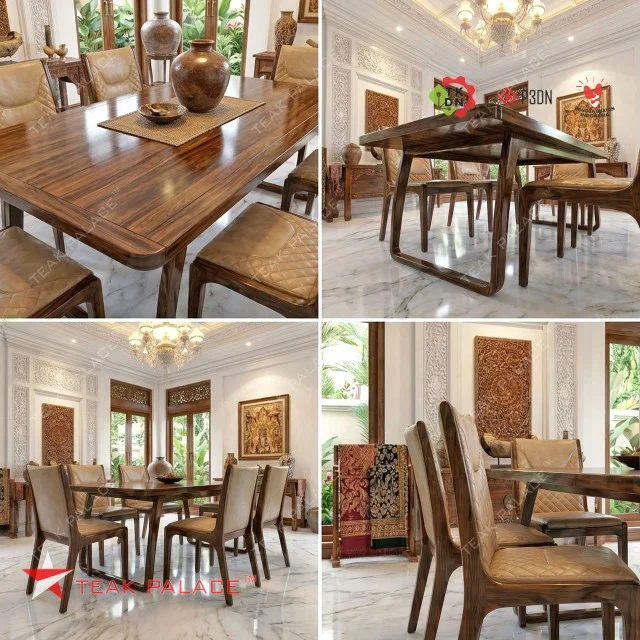 Buy Minimalist 6-Seater Dining Table Set Manado Series – Solid Teak Wood Jepara