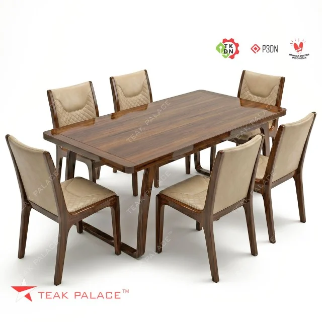 Buy Minimalist 6-Seater Dining Table Set Manado Series – Solid Teak Wood Jepara