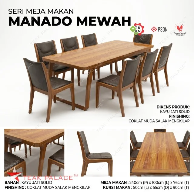Modern Luxury 8-Seater Teak Dining Set - Manado Series