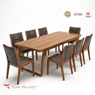 Meja Makan Minimalis Mewah 8 Kursi Kayu Jati Seri Manado| TEAK PALACE