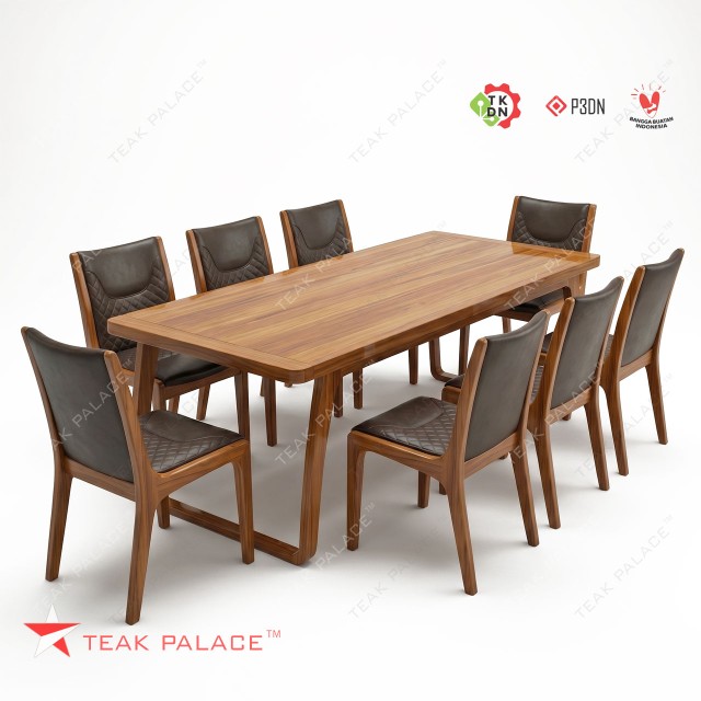 Meja Makan Minimalis Mewah 8 Kursi Kayu Jati Seri Manado| TEAK PALACE Meja Makan Minimalis Mewah 8 Kursi Kayu Jati Seri Manado| TEAK PALACE