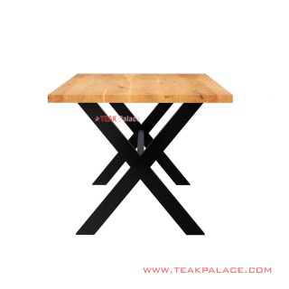 Meja Makan Garden Kaki Besi Arjuna Natural Minimalis