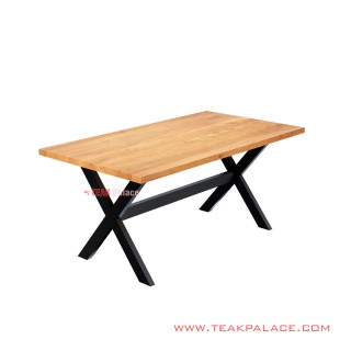 Meja Makan Garden Kaki Besi Arjuna Natural Minimalis