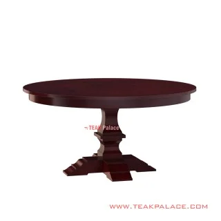 Meja Makan Bundar Seri Batavia  Klasik Salak Brown