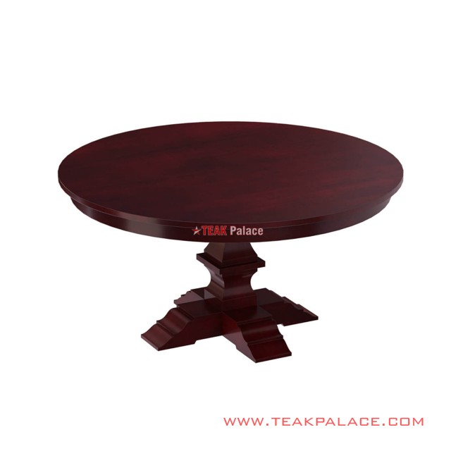 Meja Makan Bundar Seri Batavia  Klasik Salak Brown
