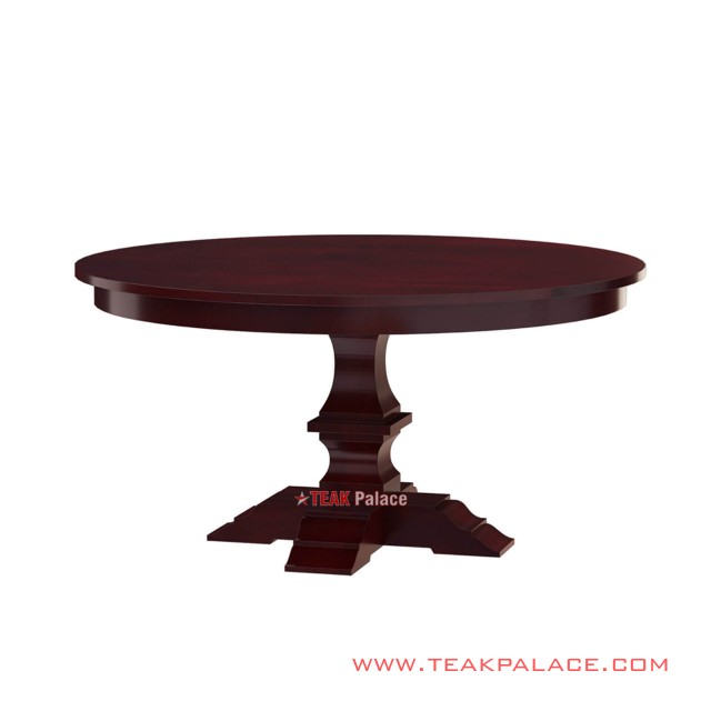 Meja Makan Bundar Seri Batavia  Klasik Salak Brown