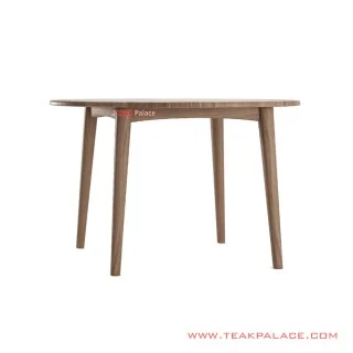 Meja Makan Bundar Hadwin 120 Kayu Jati Natural